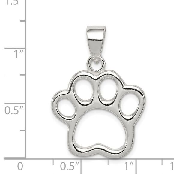 Sterling Silver 20mm Open Paw Print Pendant - Picture 4 of 5